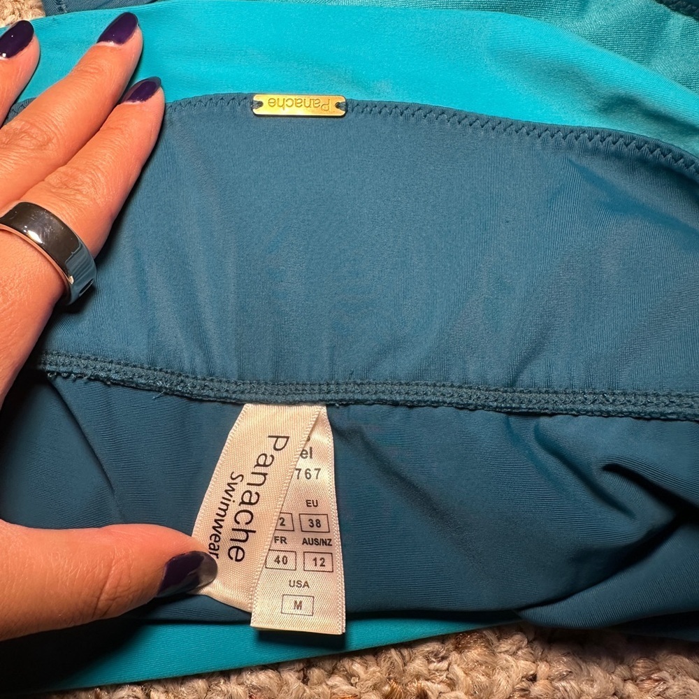 Panache Blue High-Waisted Bikini Bottom -M - Picture 3 of 3